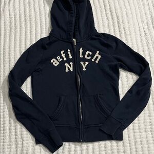 Abercrombie & Fitch Black Hoodie with Cream Logo